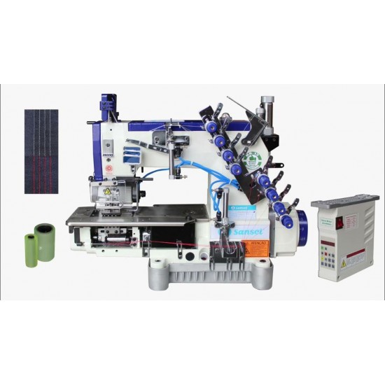 Máquina de Costura Elastiqueira Industrial 6 Agulhas Direct Drive Marca Sansei SA-DS-008-06064P-D/VPL Para Comprar Ligar (31) 3224-6569 / WhatsApp (31) 98372-7208